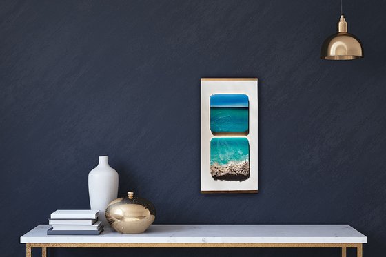 "Little wave" #19 - Small ocean painting diptych