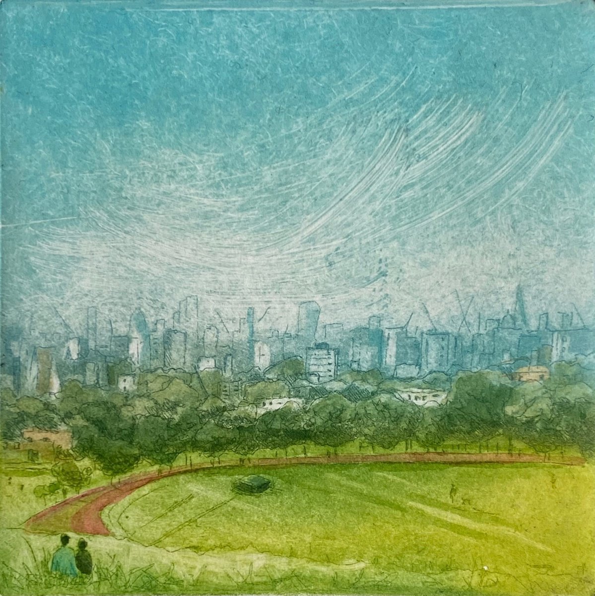 Illustrative Etchings & Engravings , View South From Parly Hill By Rebecca Denton, 7 X 7, Artwork For Sale On Artfinder