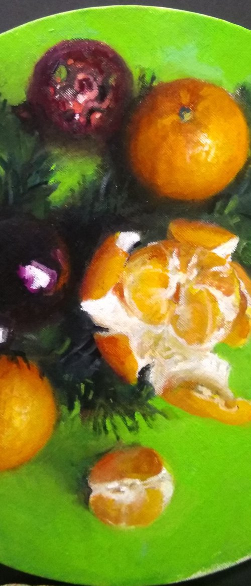 New Year's Tangerines On Green by HELINDA (Olga Müller)