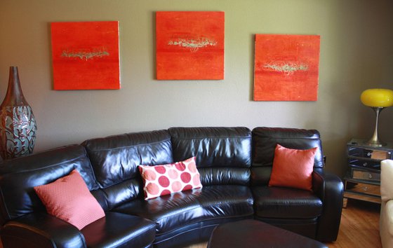 Red Orange Triptych (3) Panel Series