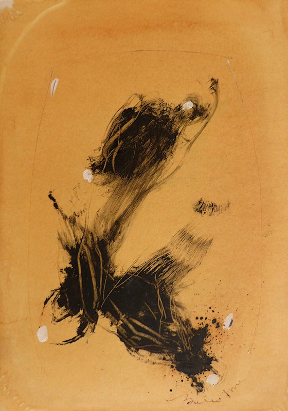 Expressive sketch 3, ink and oil on paper 29x21 cm