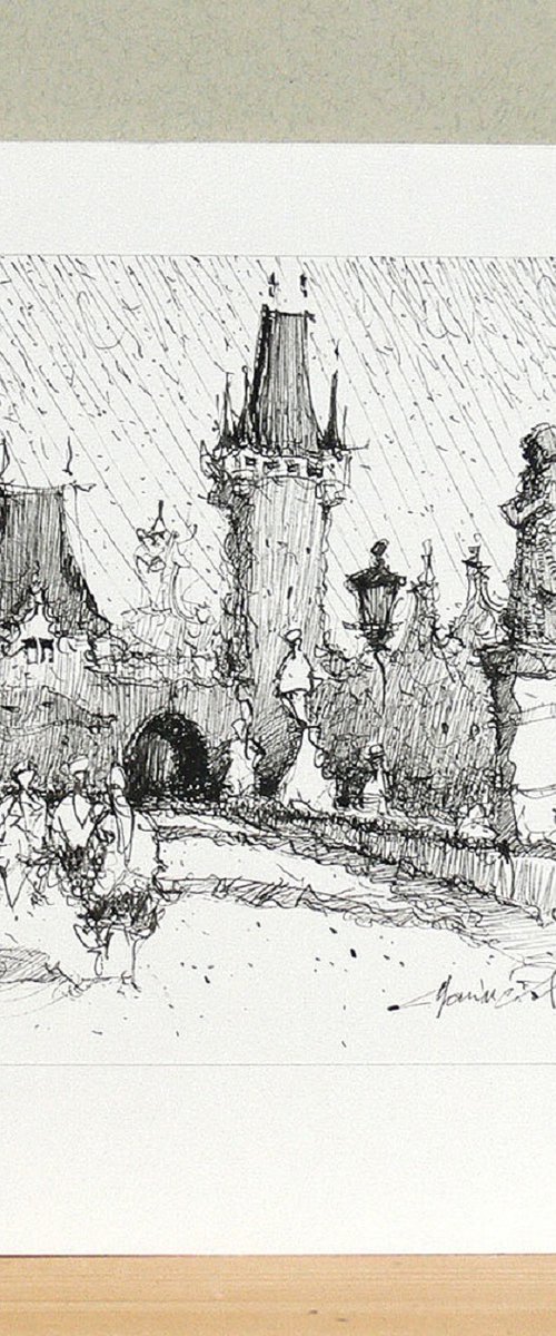 Prague ink drawing. by Marin Victor