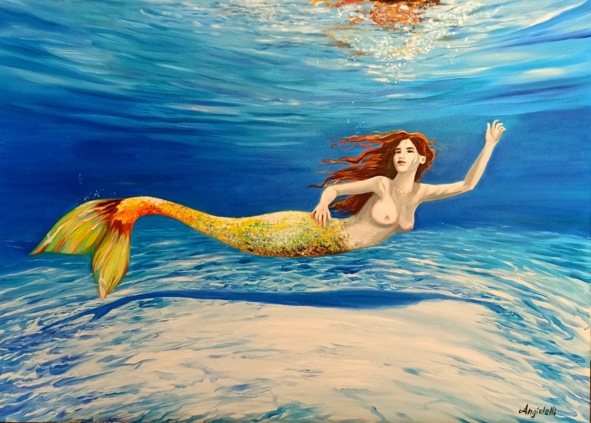 Photorealistic Portrait Oil Painting By Anna Rita Angiolelli, 28 X 20, Abyss, Original Artwork