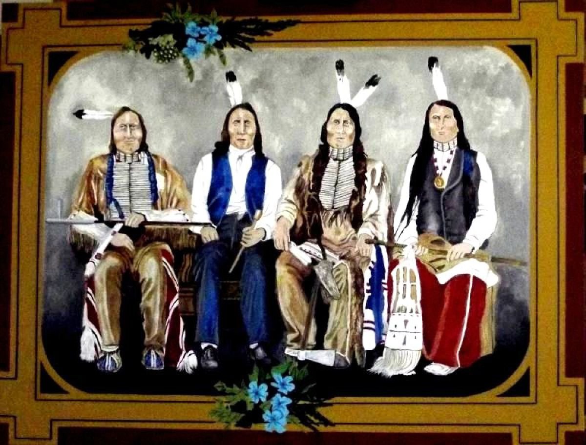 Photorealistic Portrait Painting By Andrew Sabori, 35 X 26, Group Of Sioux Indians, Original Artwork