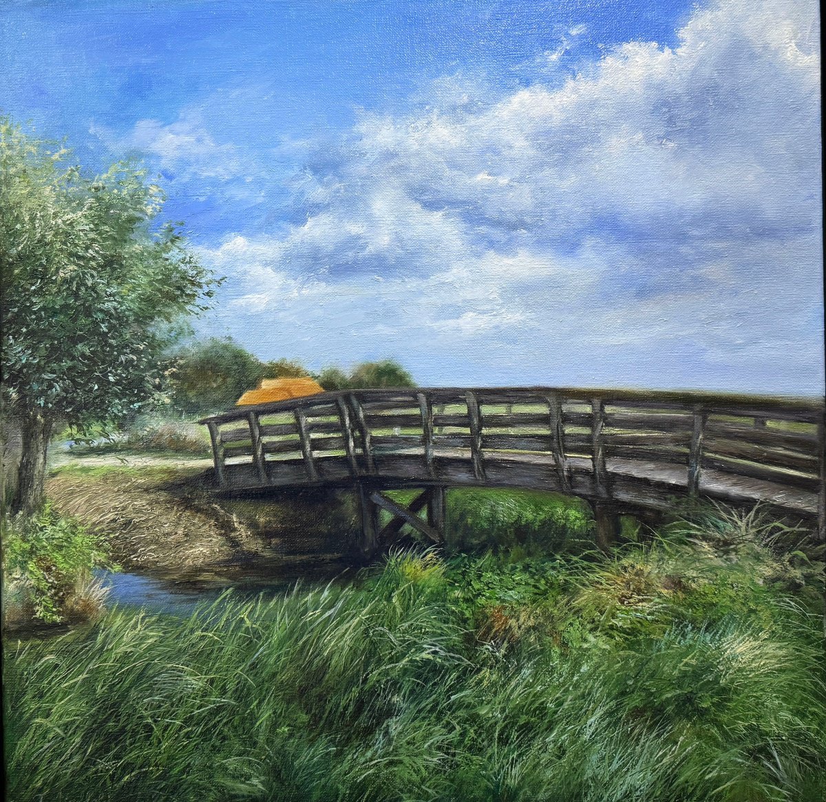 Impressionistic Landscape Oil Painting By Farzaneh Maddahi, 1 X 1, Crossing Into Calm, Original Artwork