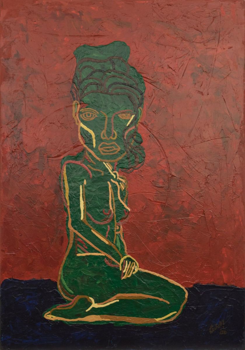 Expressive Portrait Acrylic Painting By Uli Lachelt, 35 X 51", Xix 40 - Caroline, Original Artwork