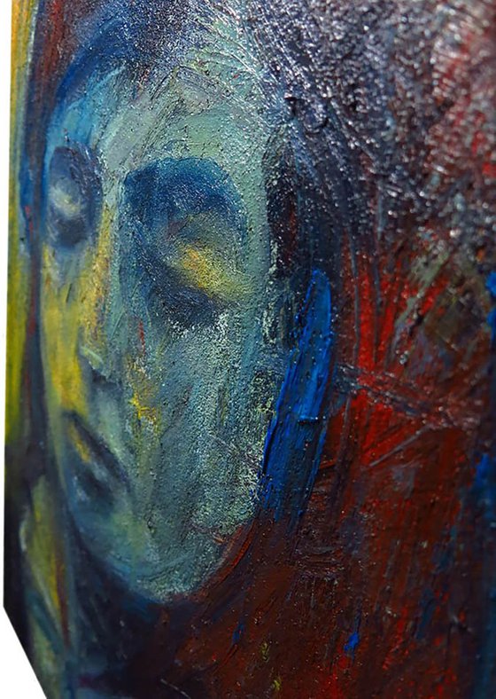 Original Oil Painting Abstract People Portrait Expressionism Eyes