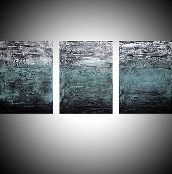 Turquoise Triptych"3 panel canvas