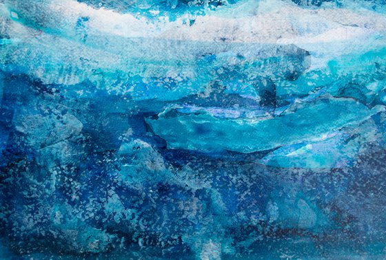 Blue abstract water landscape - sea - ocean deco design