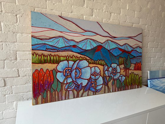Blue poppies in the mountains