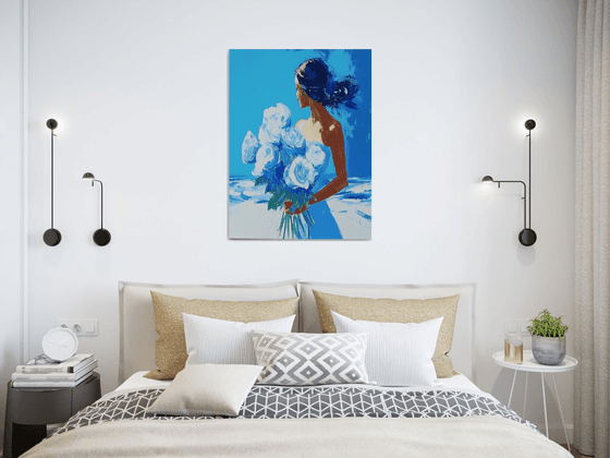 Bride With Blue Roses
