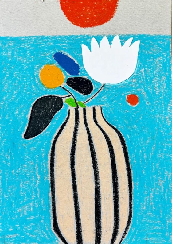 Striped Vase Floral Art