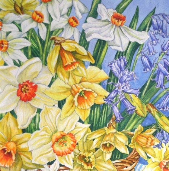 Basket of Spring Flowers