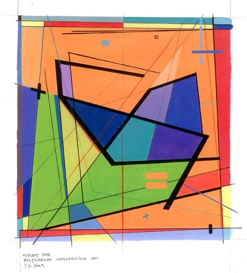 polychropo (polychromatic polygonal)  composition 001 - painting study by Riccardo Liotta