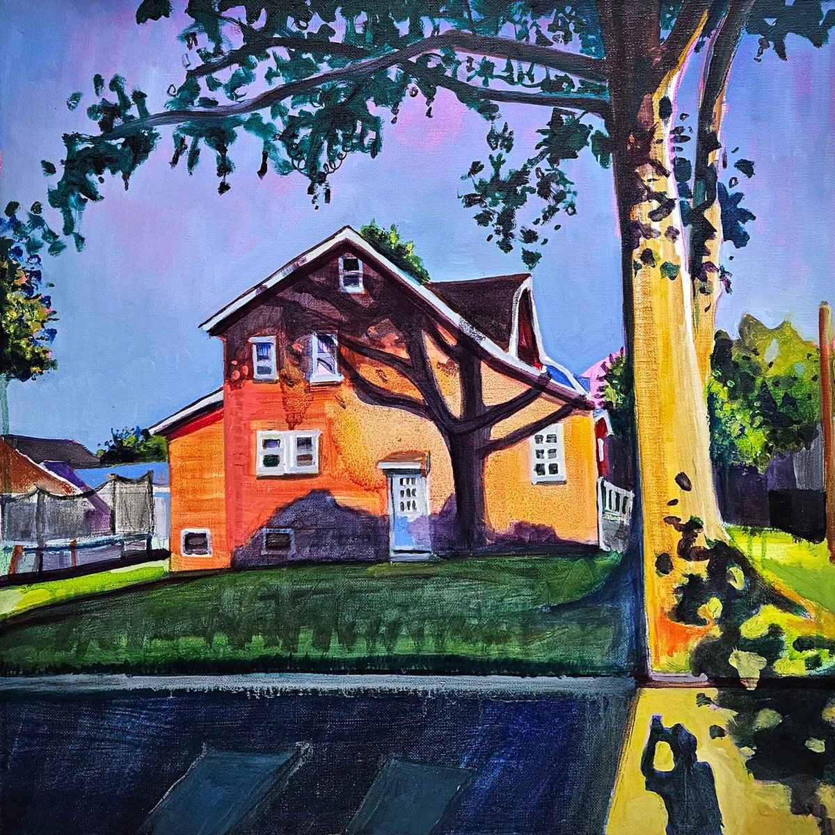 Impressionistic Cityscapes Oil Painting By Shelton Walsmith, 20 X 20", My Shadow In Union, Original Artwork