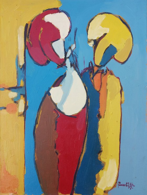 Abstract - talking (30x40cm, oil painting, ready to hang)