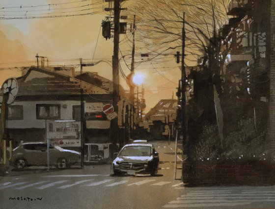 Sunset Glow on a Quiet Street