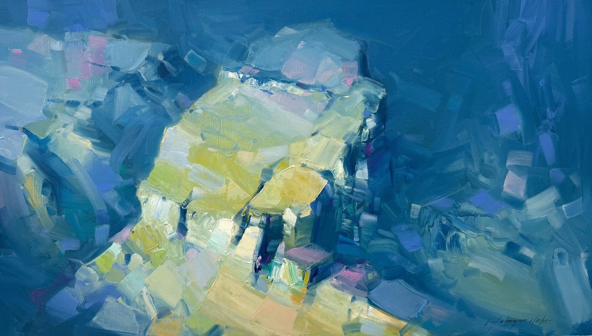 Impressionistic Landscape Oil Painting By Vahe Yeremyan, 30 X 17", Canyon, Original Artwork