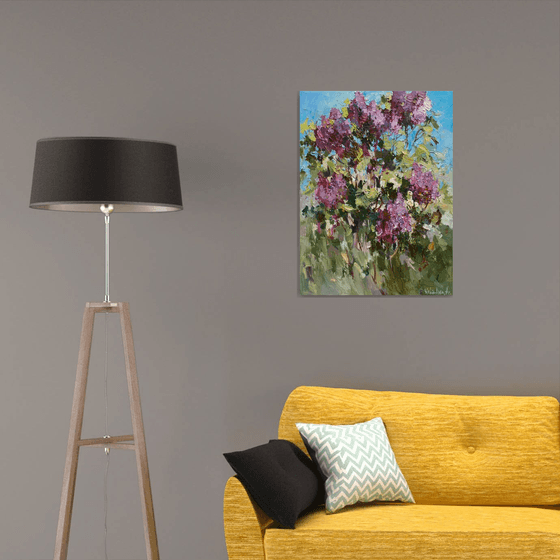 Blooming lilacs - Original oil painting