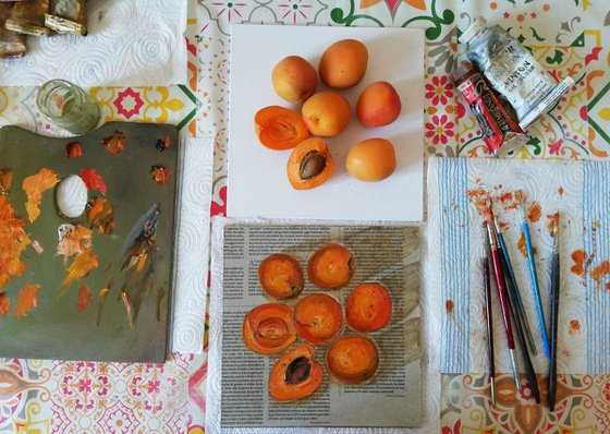 Apricots on Newspaper