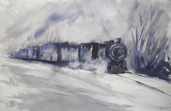 Train in the snow