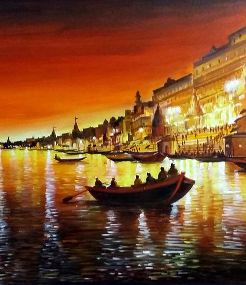 Beauty of Night Varanasi Ghats by Samiran Sarkar