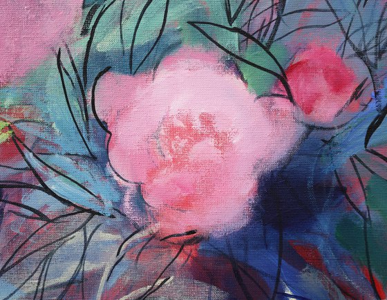 landscape with peonies