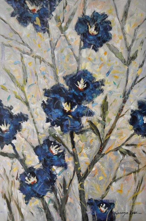 Blue Delphiniums by Kanayo Ede