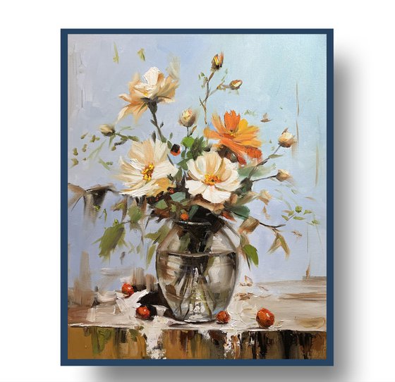 Wildflower Bouquet in Glass Vase.