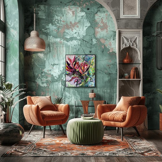 Tropical Jungle Impasto Art