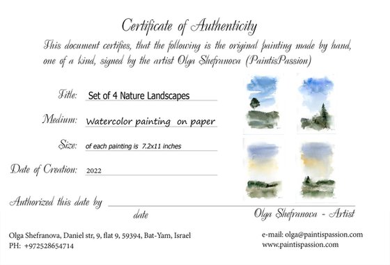 Abstract Nature Landscapes - Set of 4 Tree and forest paintings