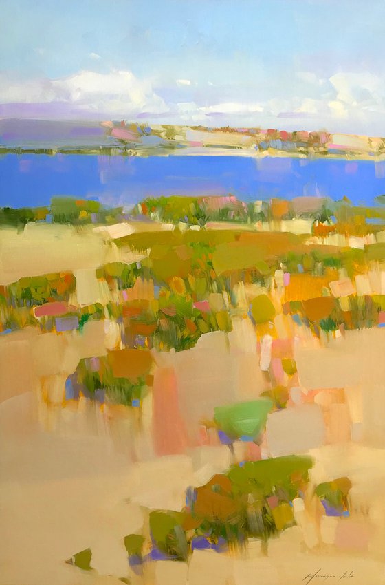 Lakeside View, Original oil painting, Handmade artwork, One of a kind