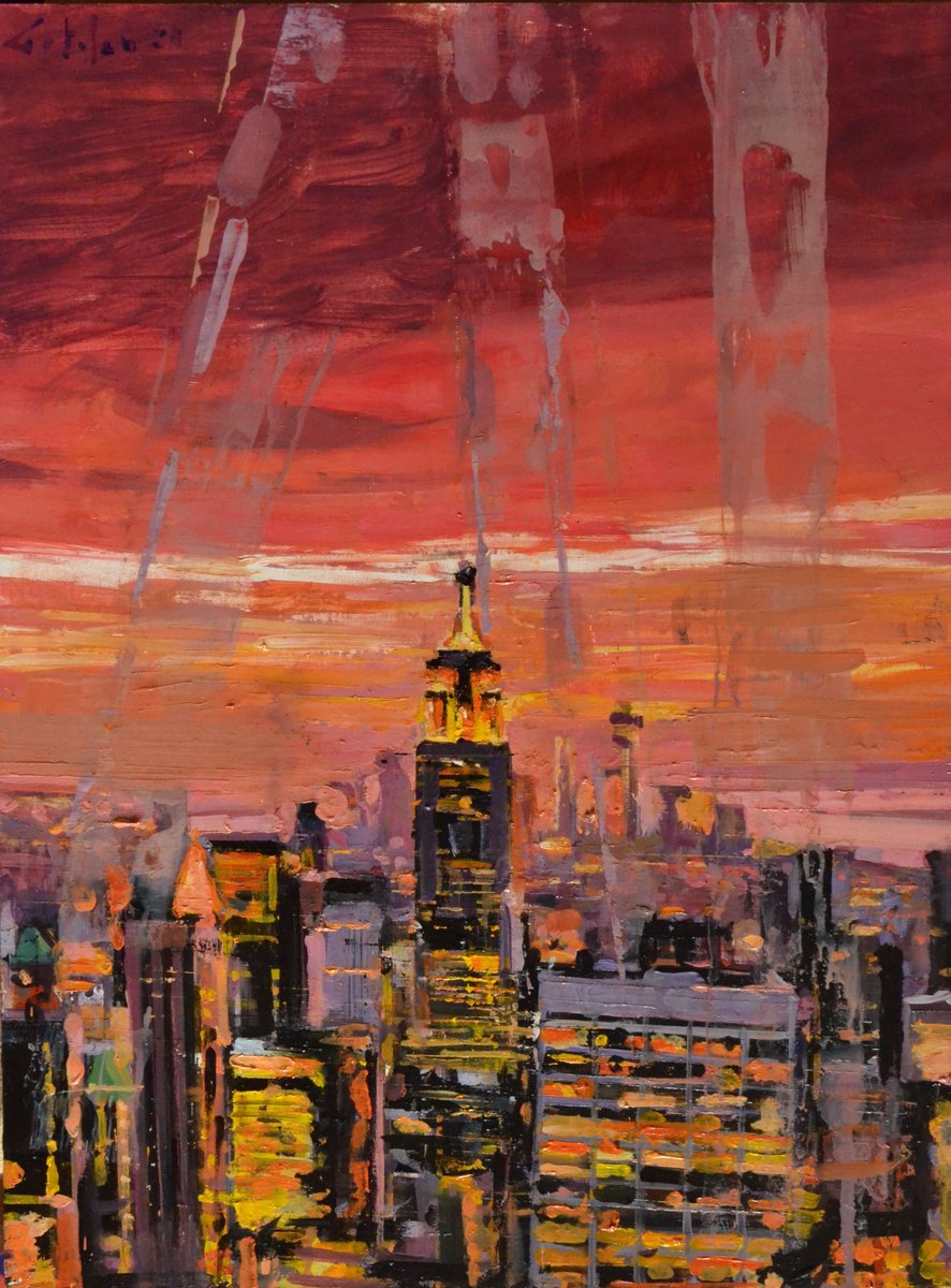 Impressionistic Cityscapes Oil Painting By Marco Ortolan, 12 X 16", Nyc, Original Artwork