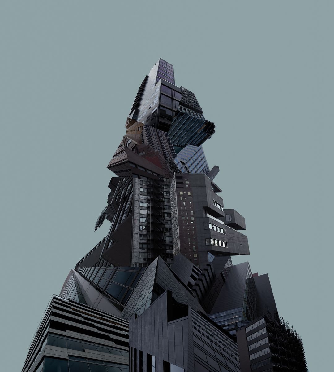 Surrealistic Cityscapes Photograph By Robert Houzar, 35 X 39", The Spike, Original Artwork