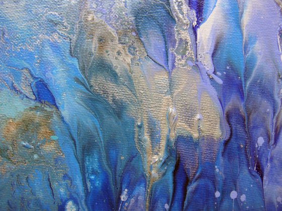 "Blue splashes" Small Painting 30 x 40 cm