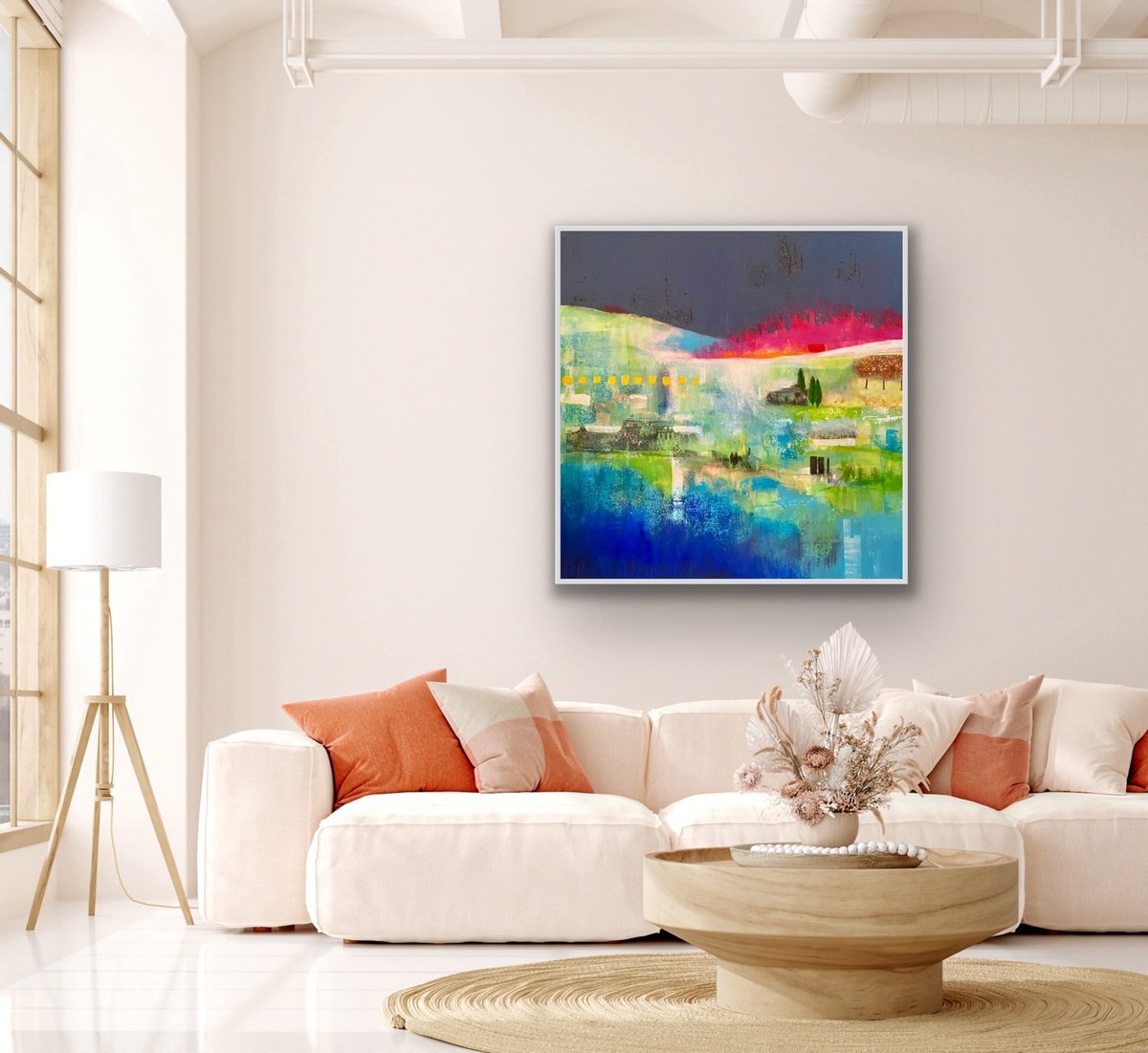 Landscape Acrylic Painting By Heather Matthews, 39 X 39, Tuscany, Original Artwork