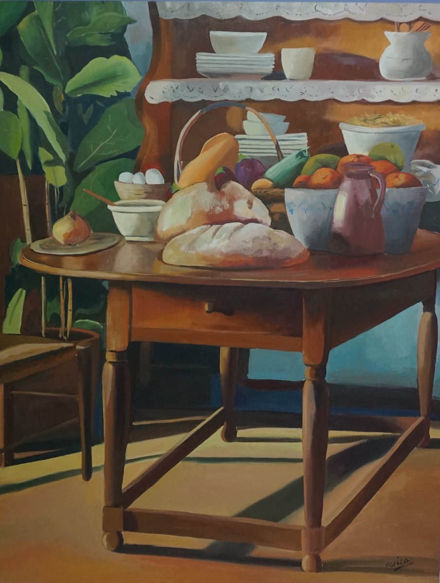 Table with bread by Amaya Fernandez Fariza