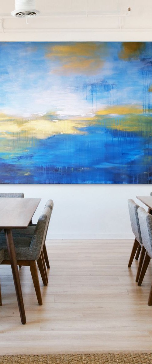 FLOATING GOLD #2 - Large abstract Seascape by Stefanie Rogge
