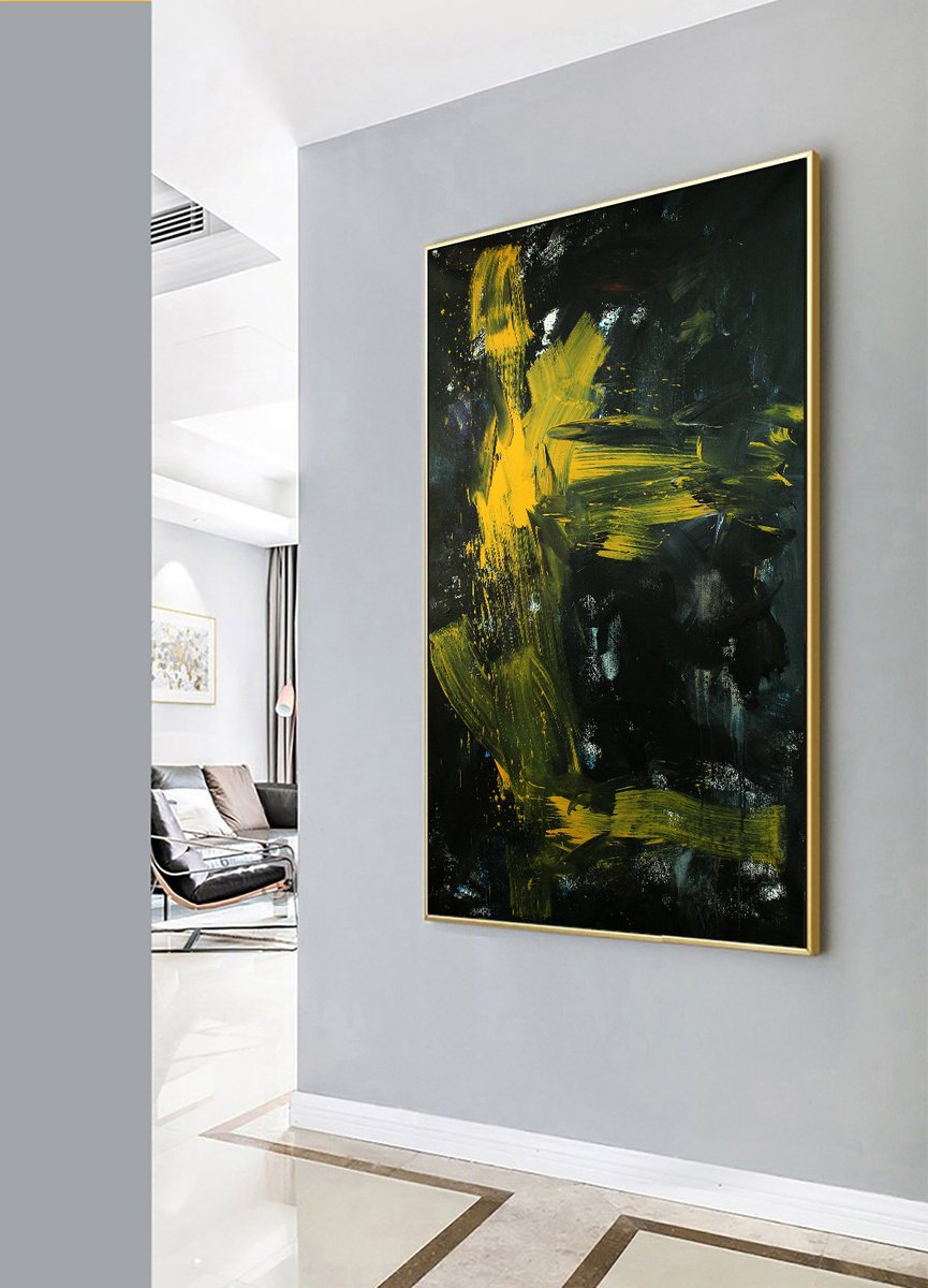 Abstract Oil Painting By Hugh Abernethy, 36 X 60, Kling, Original Artwork