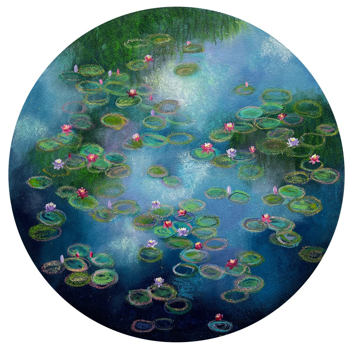 Impressionistic Landscape Painting By Amita Dand, 12 X 12, Blue Heaven, Original Artwork