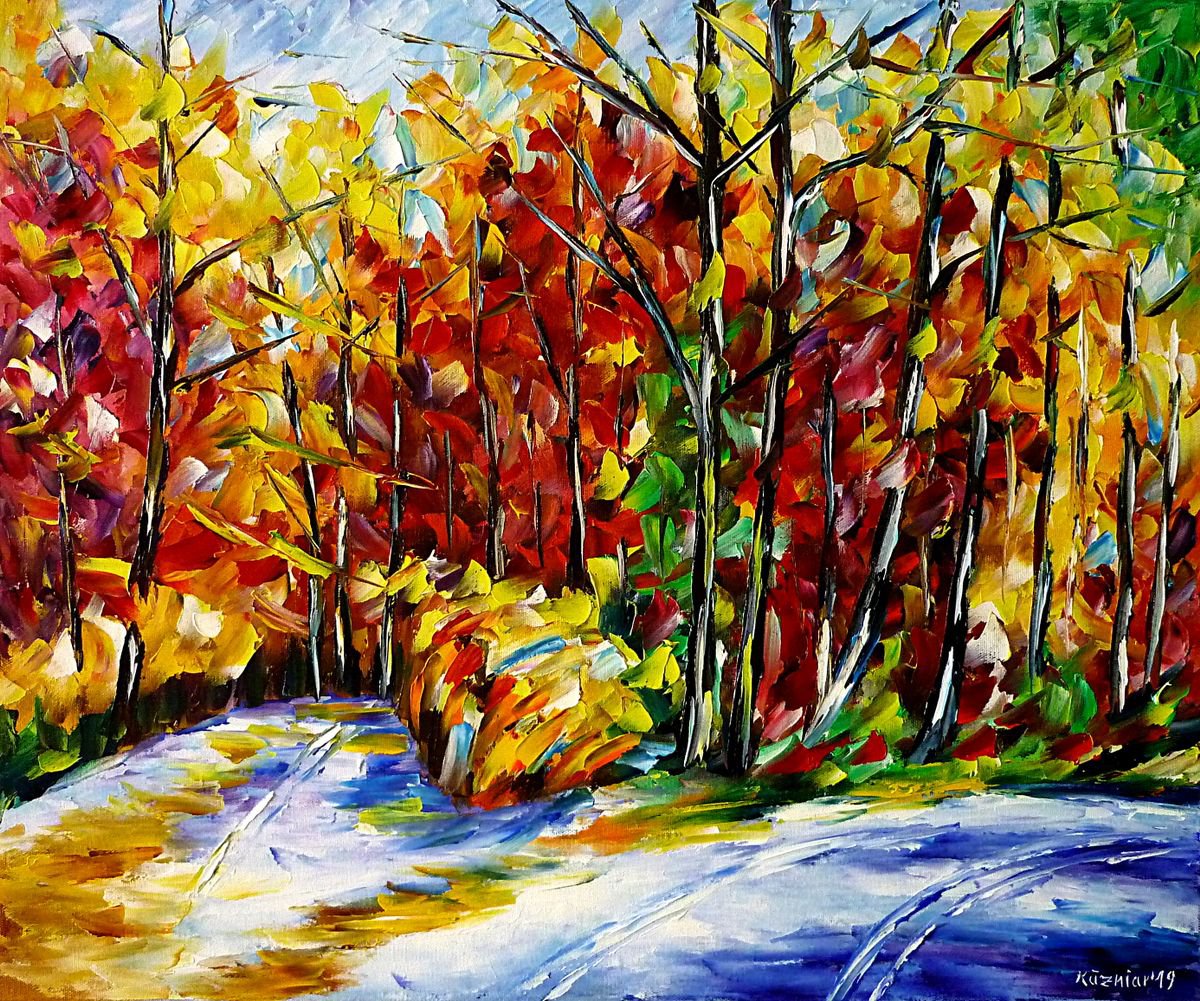 Expressive Oil Painting , Colorful Autumn By Mirek Kuzniar, 24 X 20, Artwork For Sale On Artfinder