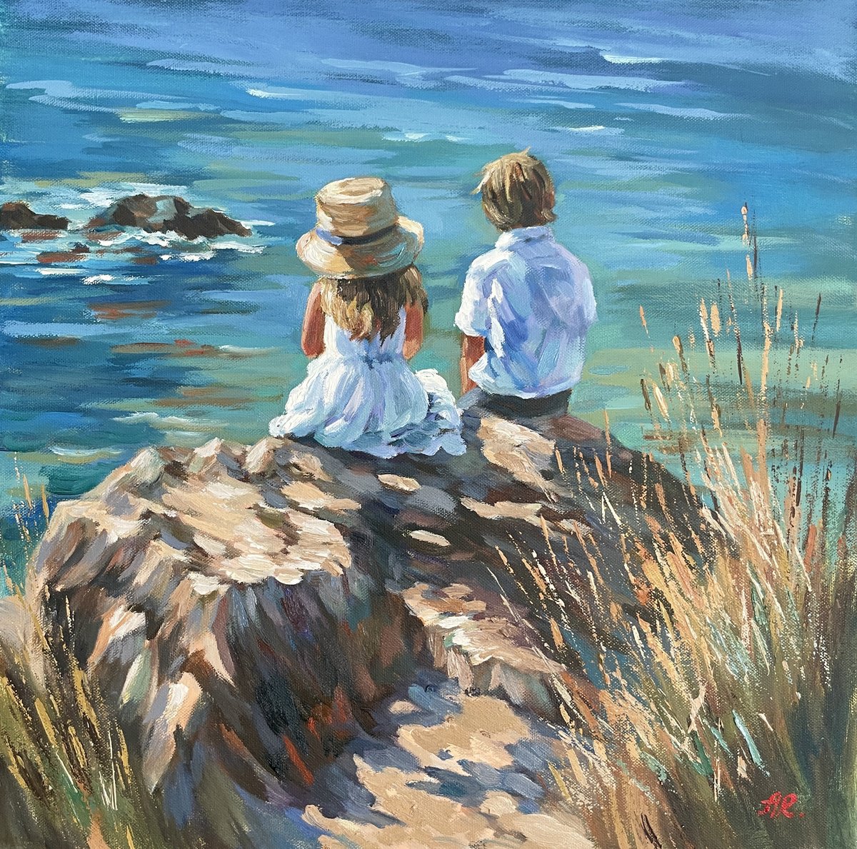 Impressionistic Portrait Painting By Anna Reznikova, 20 X 20, Culm Day, Original Artwork