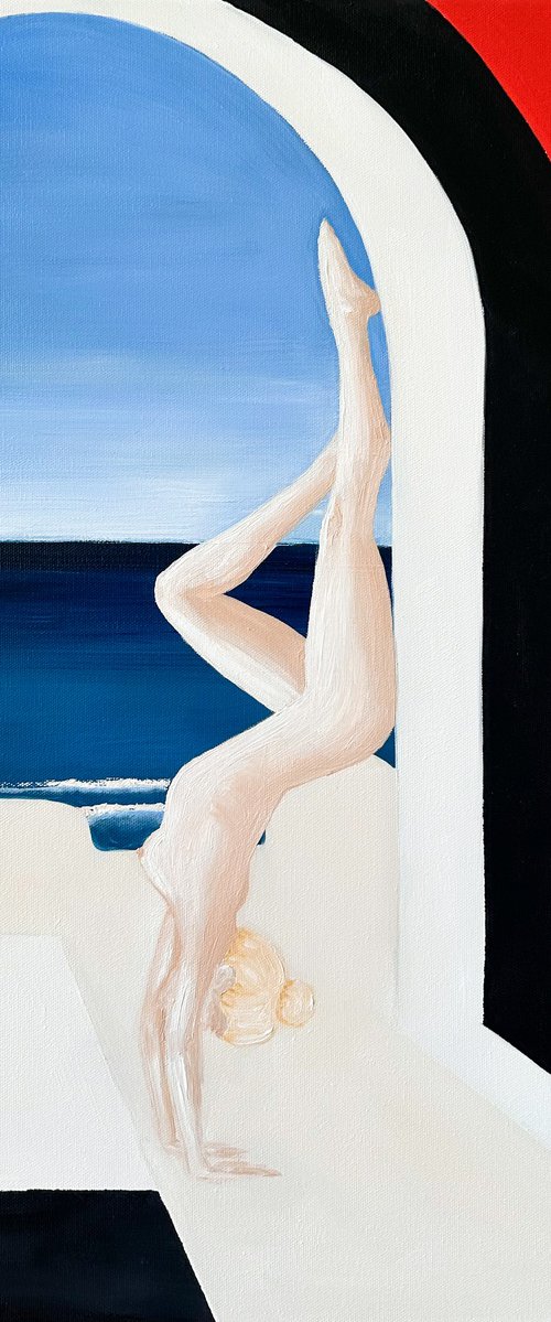 Morning Yoga in Santorini by Kristina Mallen