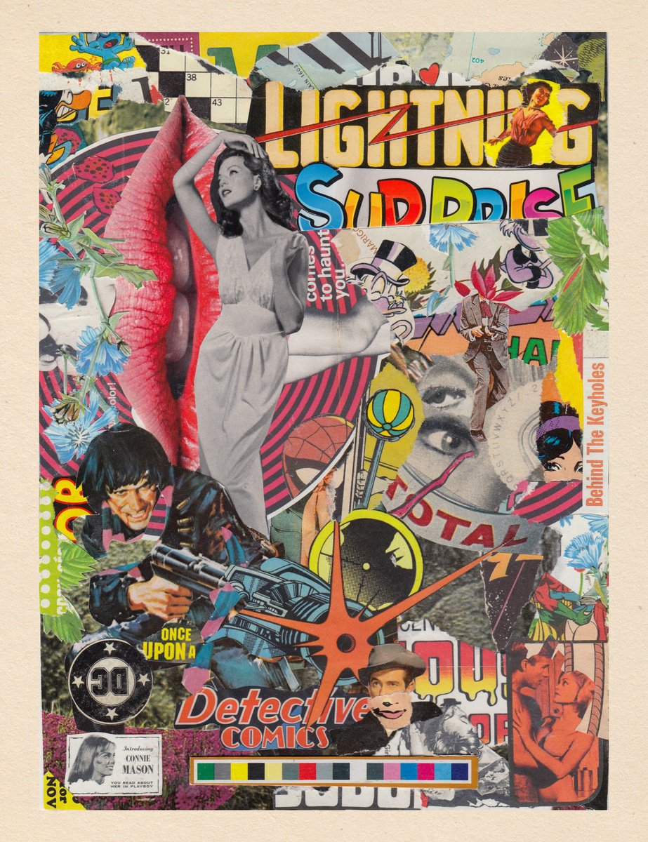 Portrait Collage By Jon Garbet, 7 X 10, Behind The Keyholes, Original Artwork