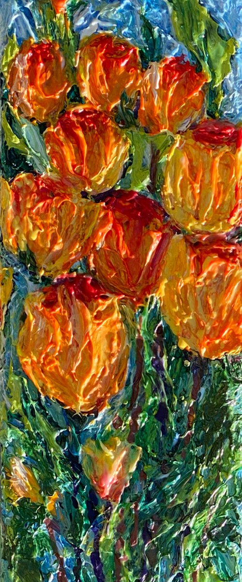 Yellow and Orange Flowers by Lena Owens at OLena Art