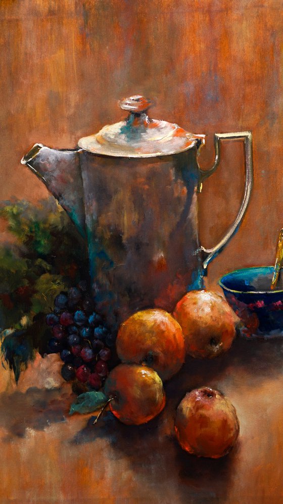 silver teapot