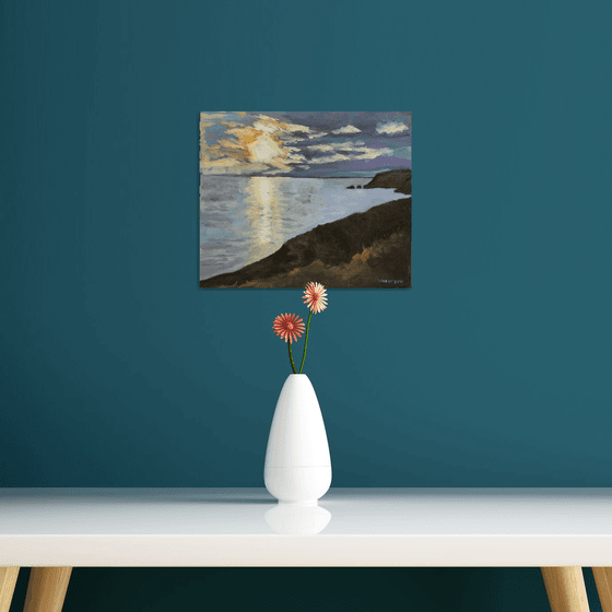 Coastal Sunset, oil painting.