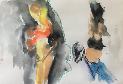 Who’s the next one, watercolor painting by Leo Khomich