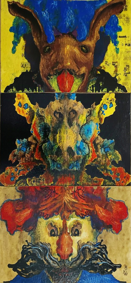 Portrait Painting By Antonio Mele, 19 X 42, Alieni 1, Original Artwork