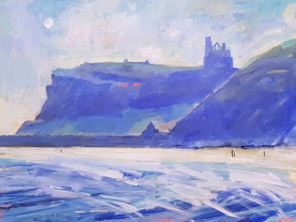 Whitby Abbey and Moon by David Pott